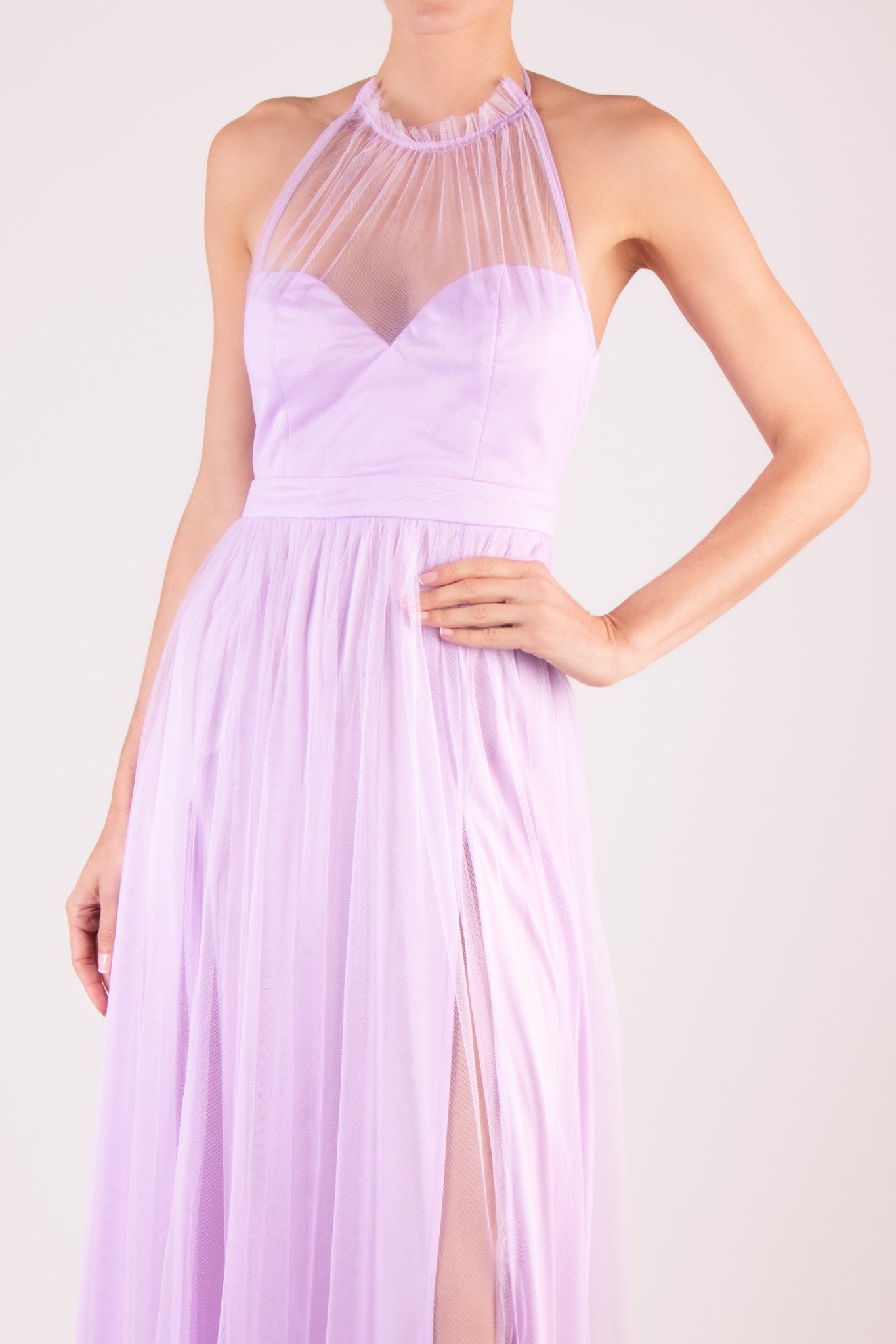 Vestido halter mesh lila