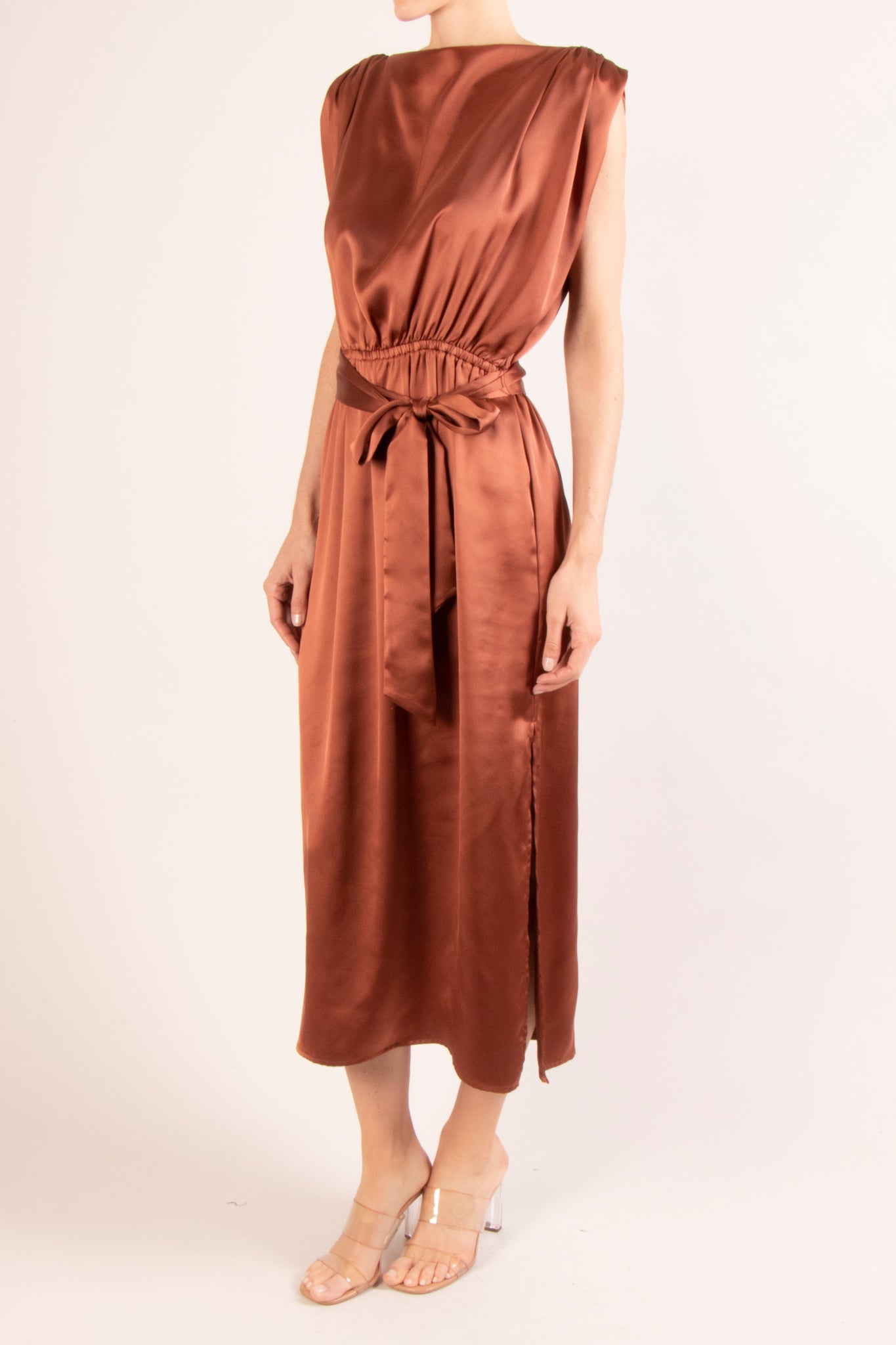 Vestido satín sienna