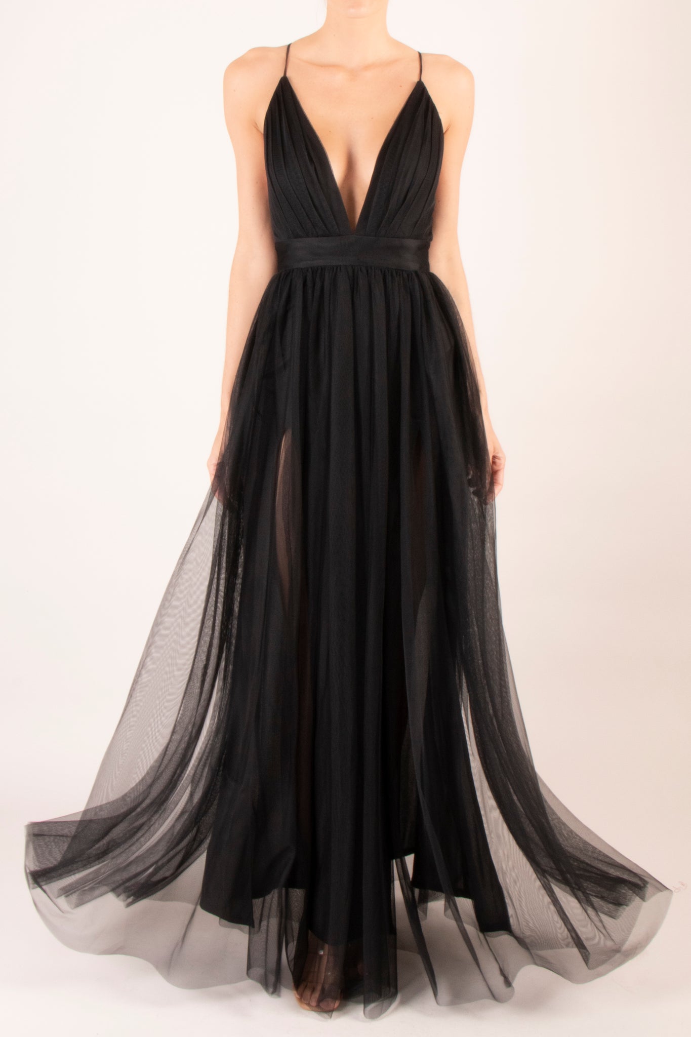 Vestido maxi tirantes mesh