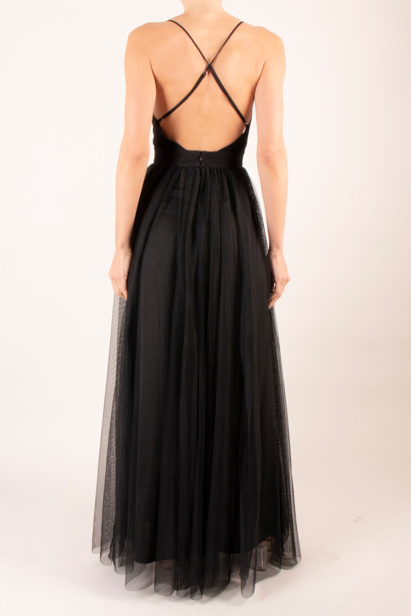 Vestido maxi tirantes mesh