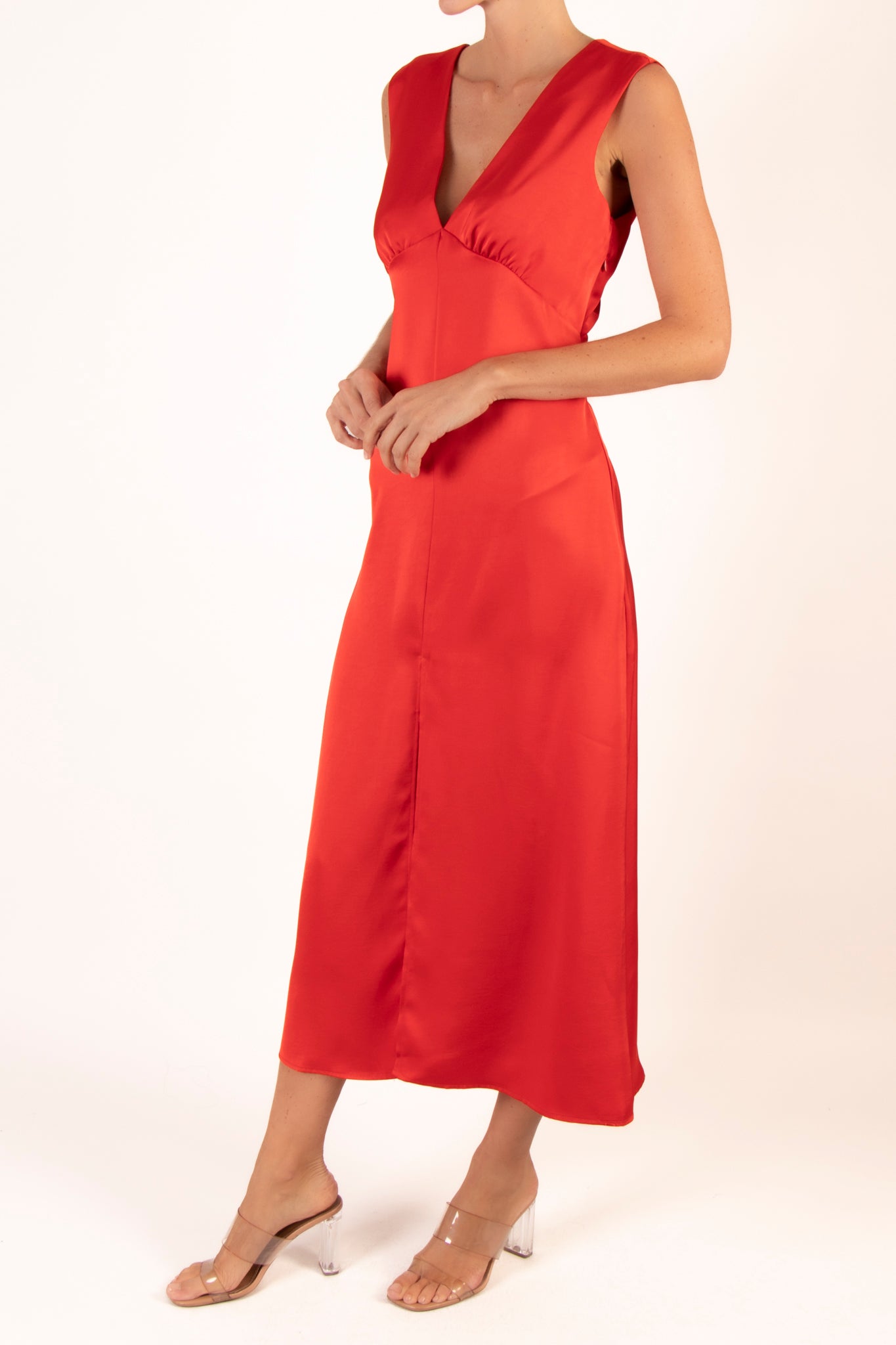 Vestido v midi rojo