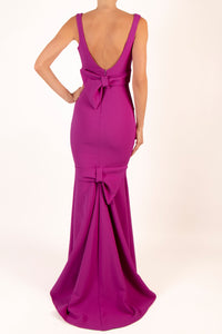 Vestido tirante ancho doble moño magenta