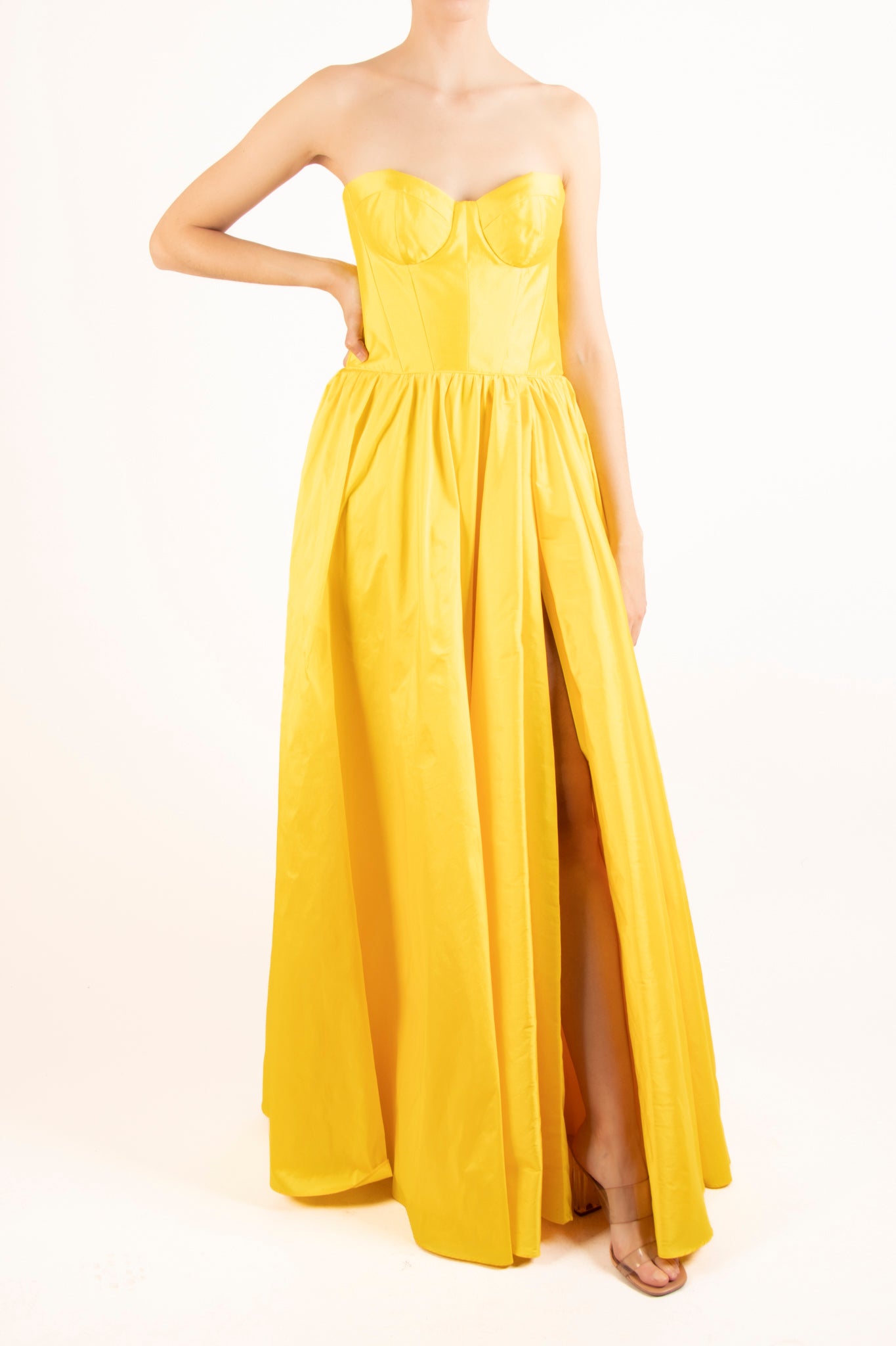 Vestido bustier corte A amarillo