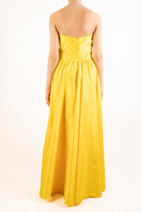 Vestido bustier corte A amarillo