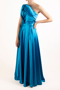Vestido un hombro azul electrico