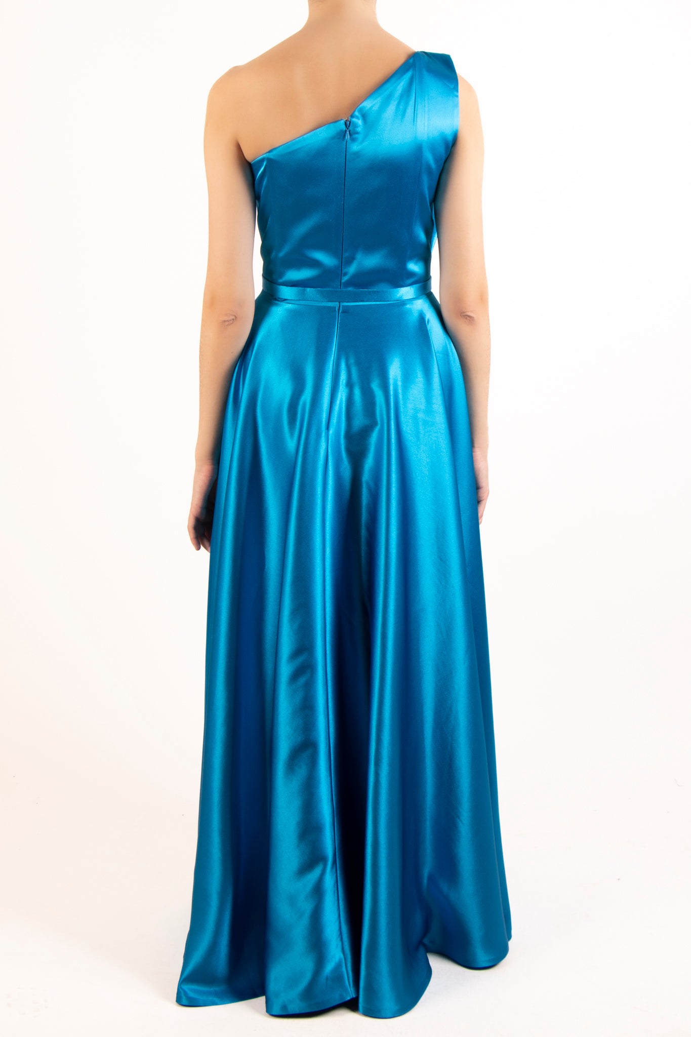 Vestido un hombro azul electrico