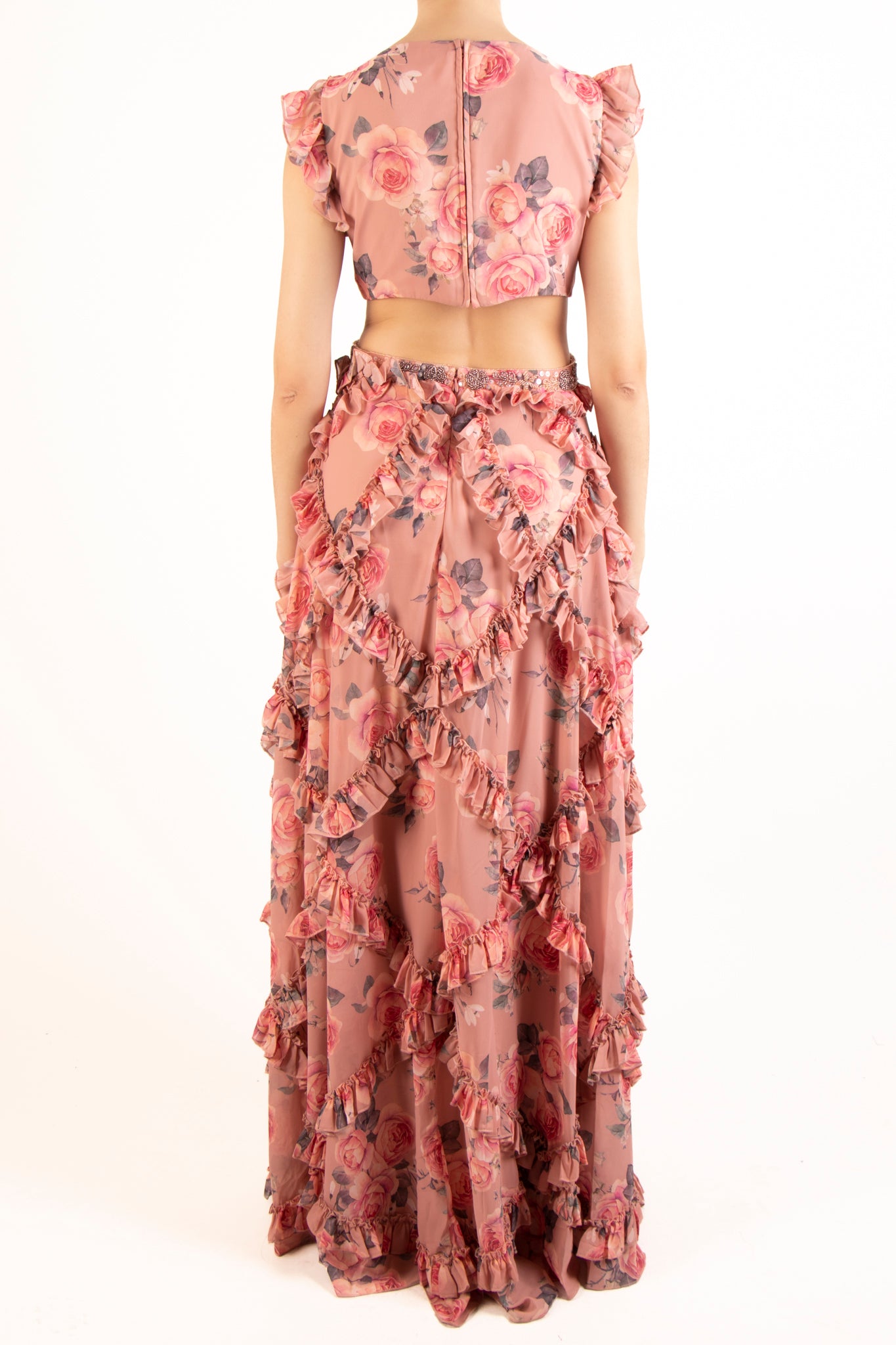 Vestido cut out print rosa