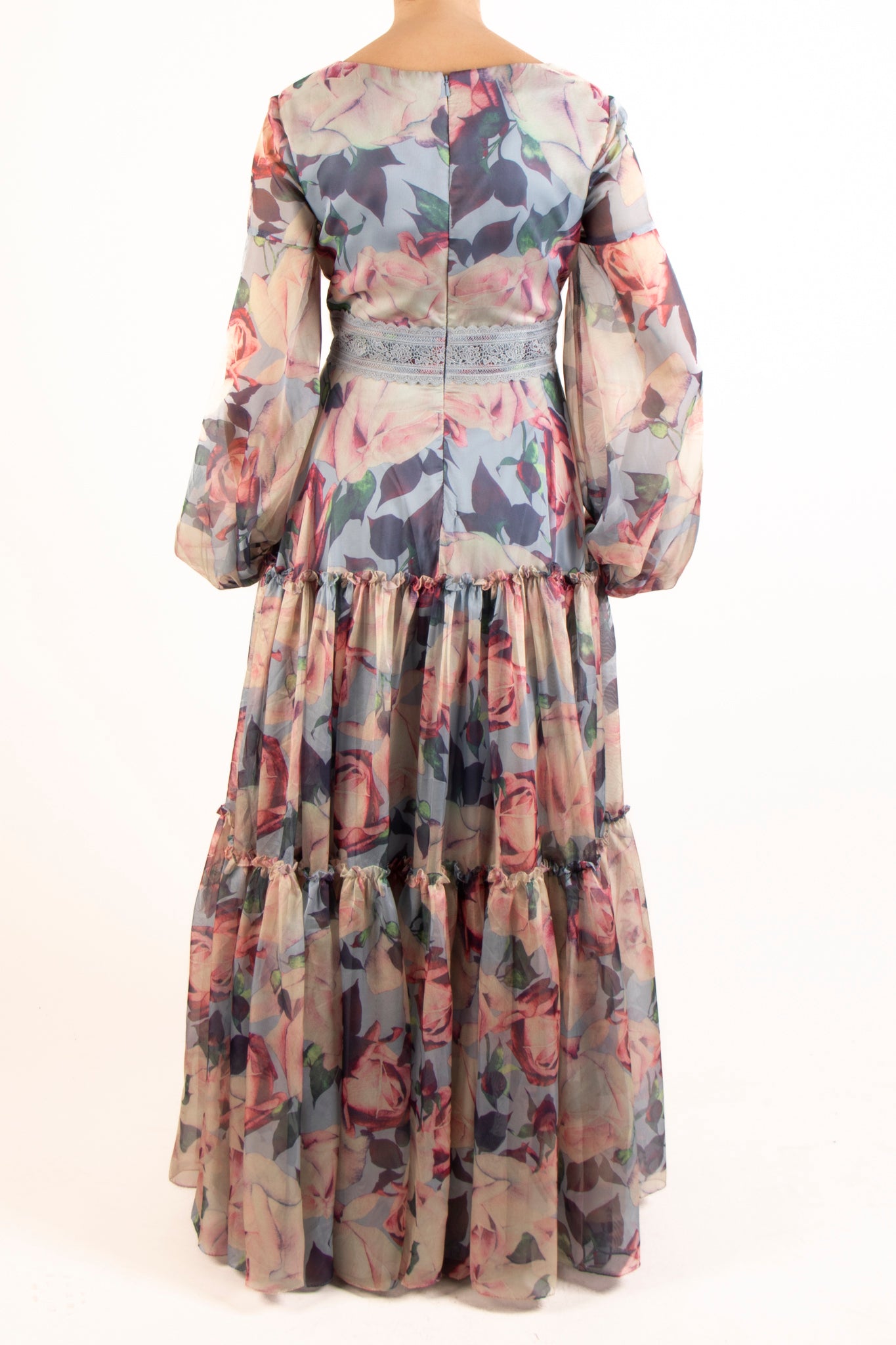 Vestido print v manga larga olanes azul