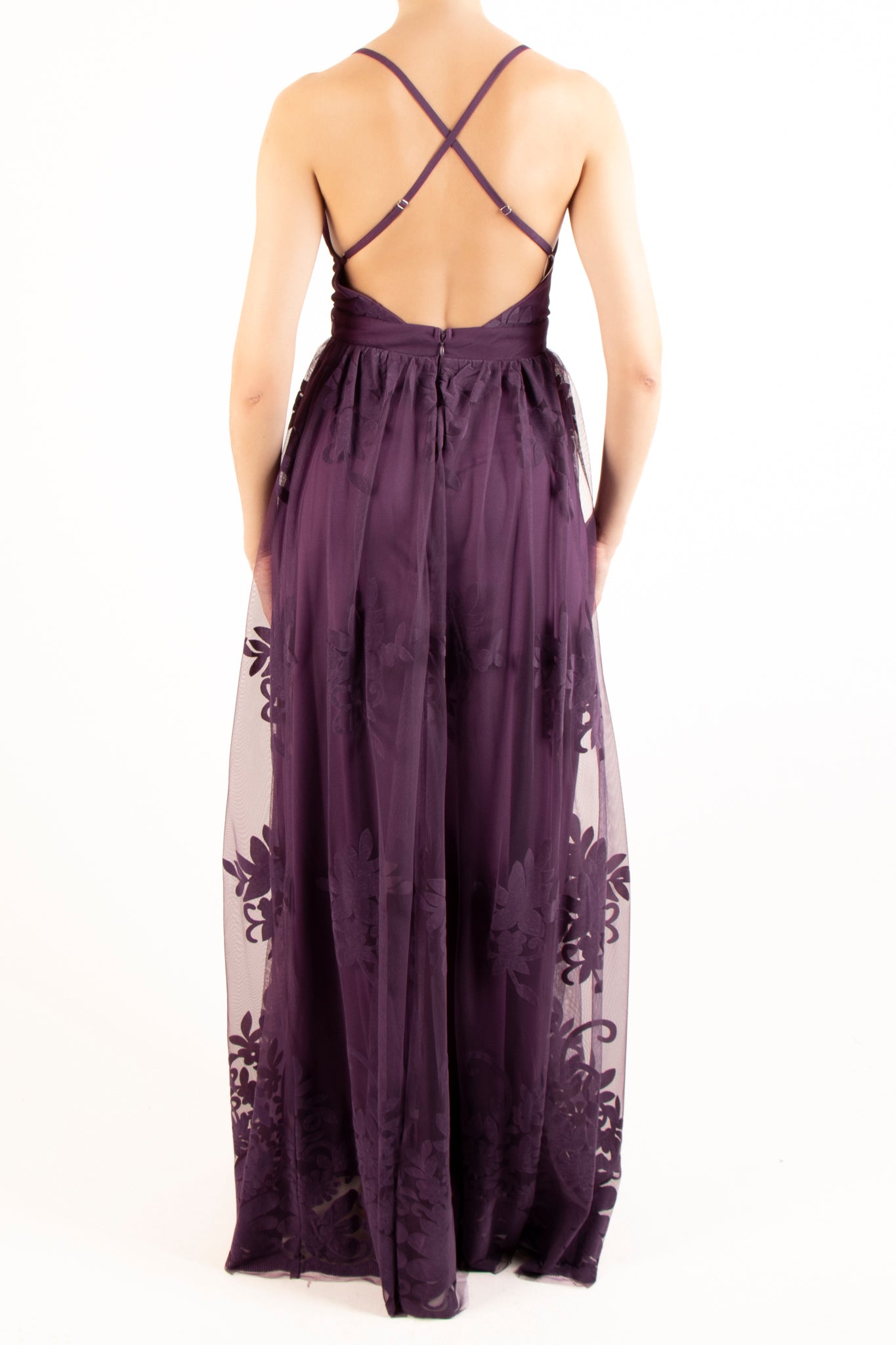 Vestido maxi tirantes terciopelo morado