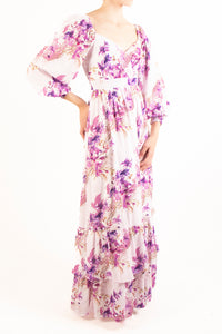 Vestido manga larga print lila