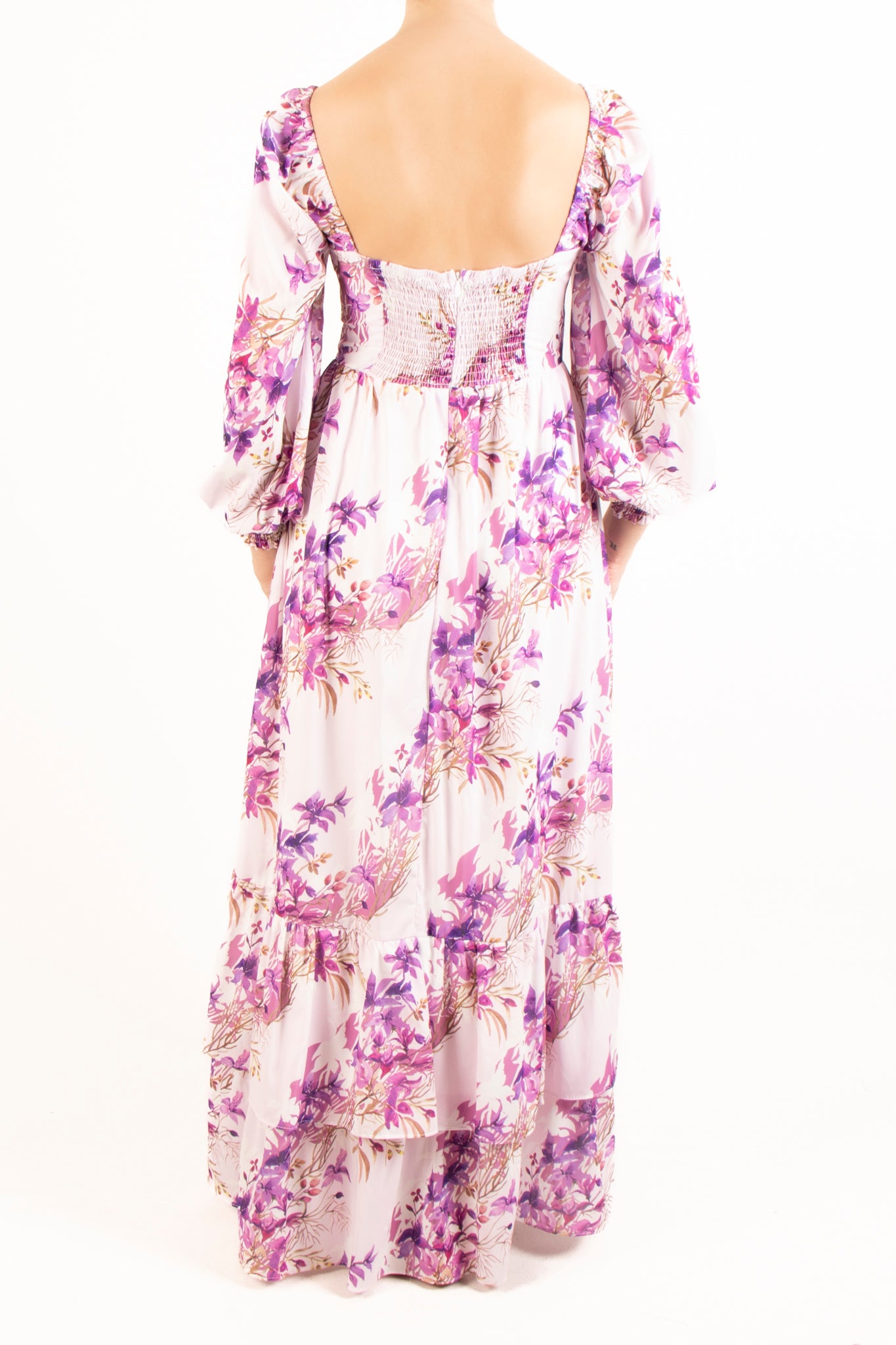 Vestido manga larga print lila