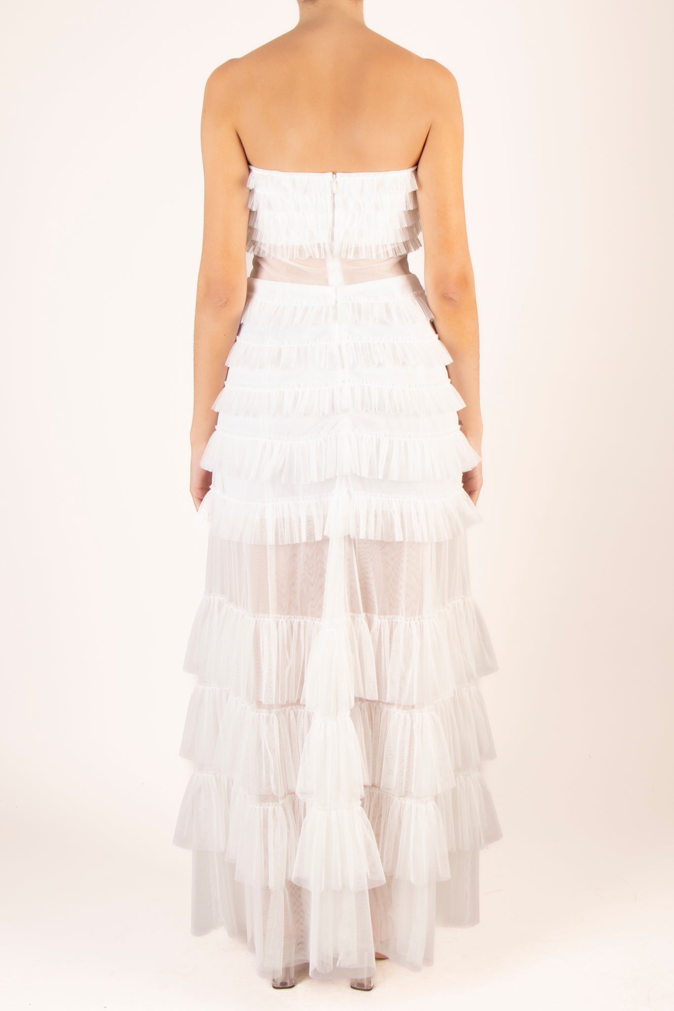 Vestido strapless mesh olanes blanco