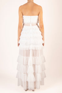Vestido strapless mesh olanes blanco
