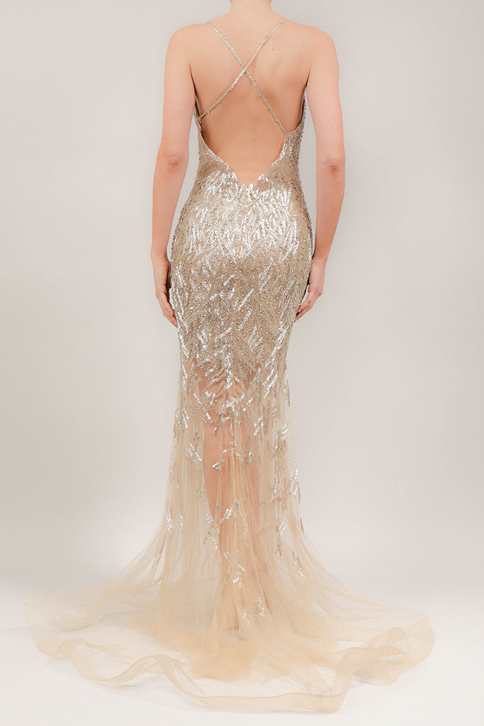 Vestido v tirantes plata