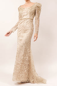 Vestido bordado dorado